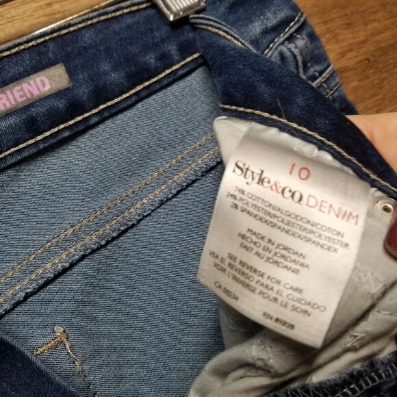 Style & Co Boyfriend Jeans Womens Size 10 Mid Rise Blue Denim Embellished - Picture 4 of 10